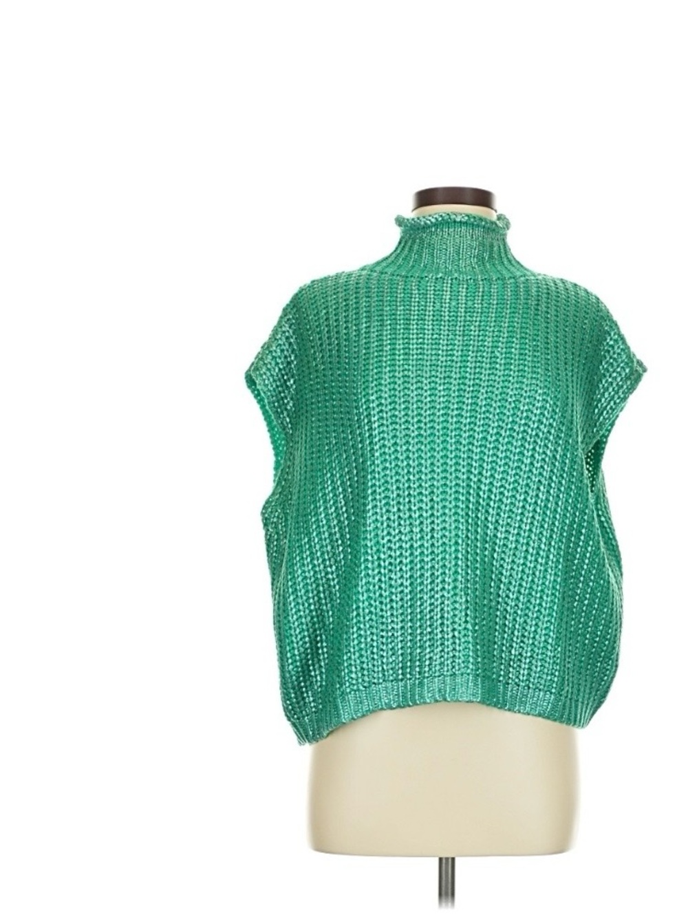 She + Sky Green Sleeveless Turtleneck Knit Sweater